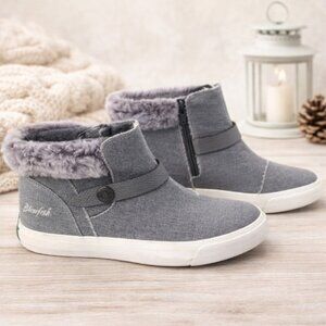 Blowfish Malibu Gray Faux Fur High Top Sneakers Ankle Boots Womens 8.5